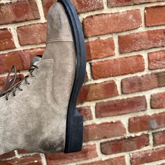 AllSaints $300 Drago Suede Lace Up Boots Khaki Distressed Almond Toe Sz 41 NEW main image 4